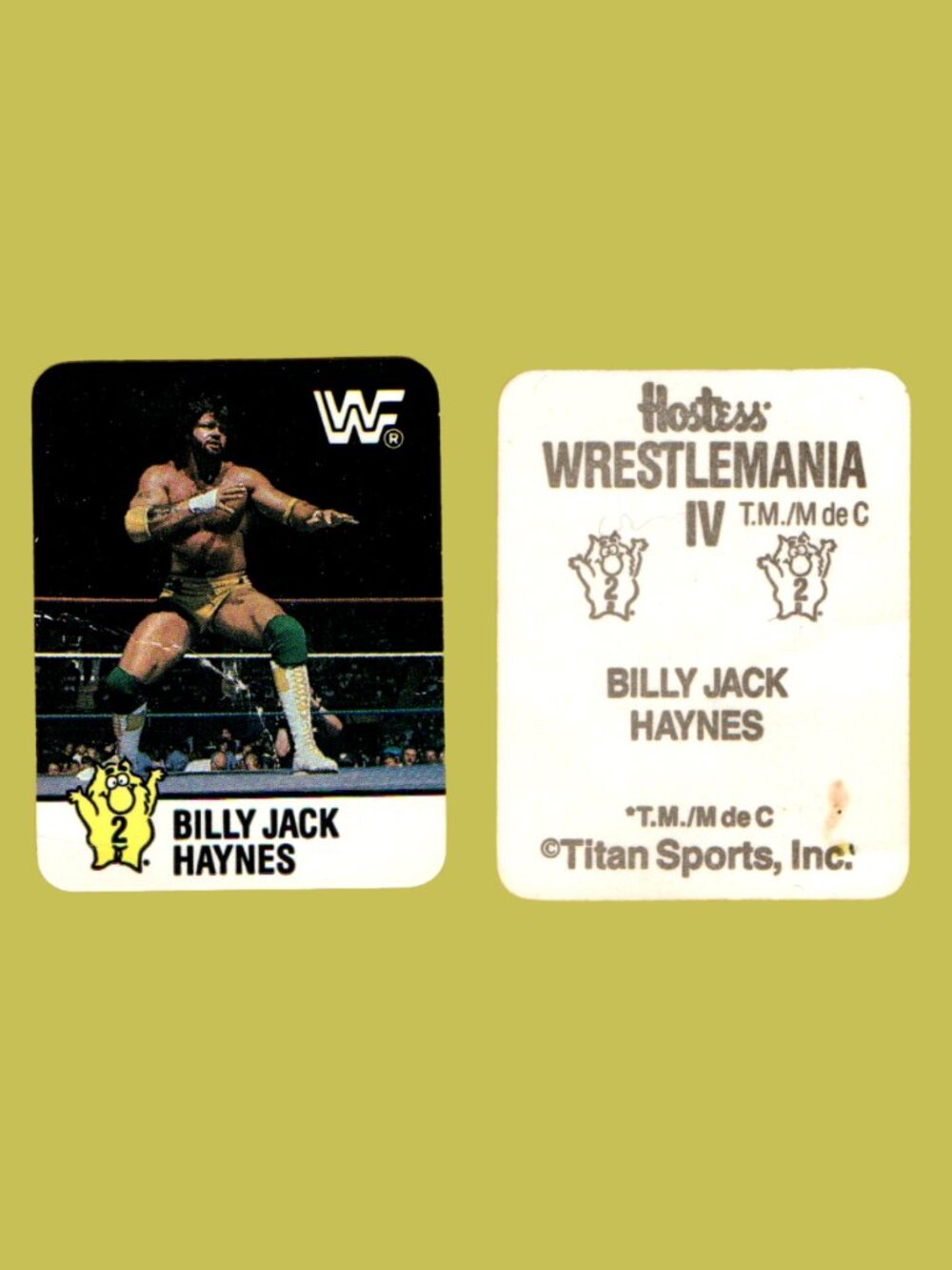 5/$20 WWF x Hostess Potato Chips Billy Jack Haynes 1988 WrestleMania IV Sticker